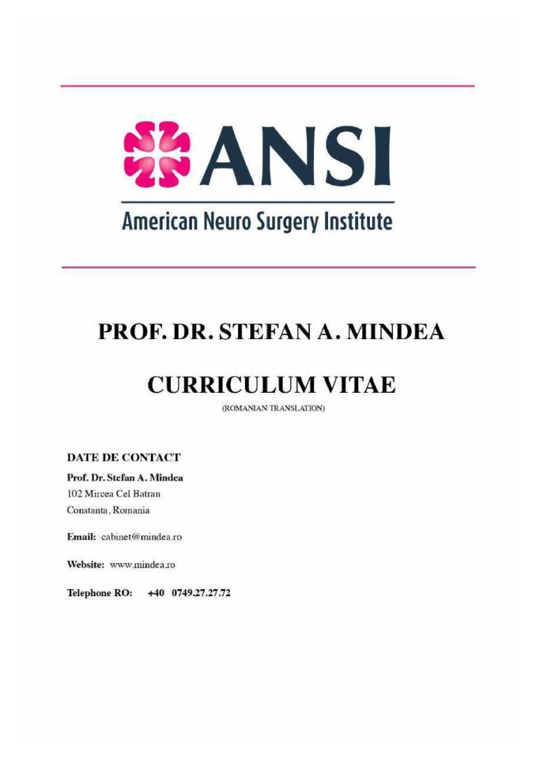 Ștefan Mindea păreri - Recenzie infiltrații lombare, operație hernie de disc cu implant 1 CV Stefan Mindea 2022 Pagina 1