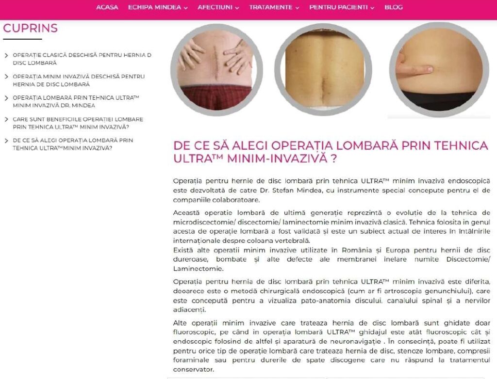 Descriere mindea.ro tehnica neurochirurgicala ULTRA Minim Invaziva