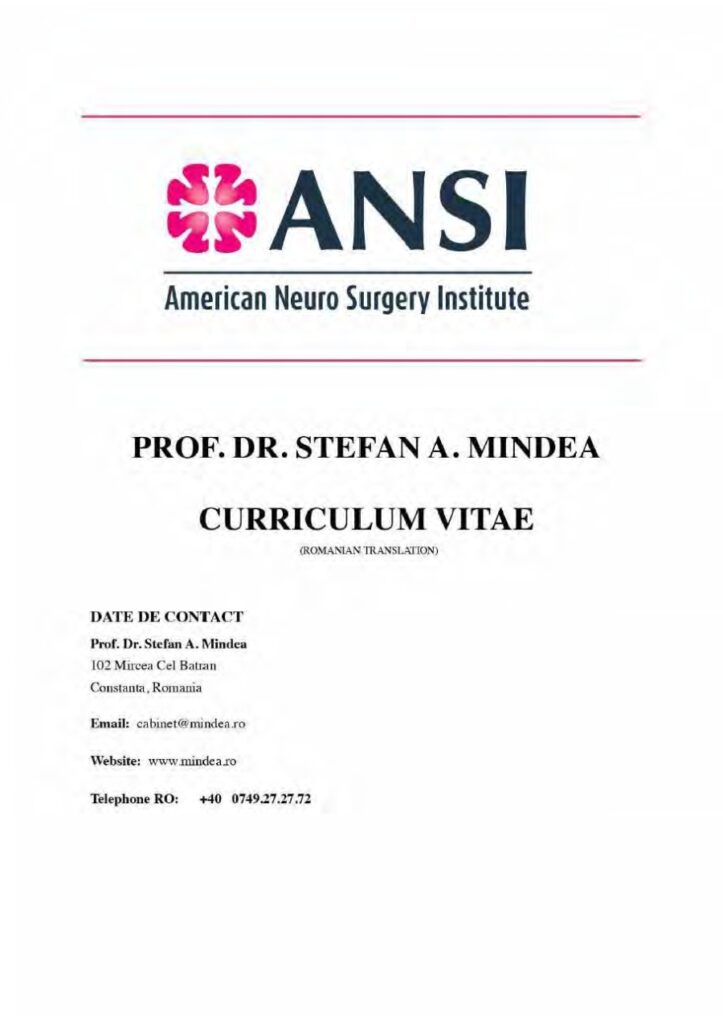 Ștefan Mindea păreri - Recenzie infiltrații lombare, operație hernie de disc cu implant 58 CV Stefan Mindea 2022