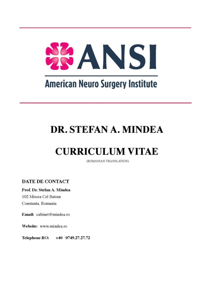 Ștefan Mindea păreri - Recenzie infiltrații lombare, operație hernie de disc cu implant 56 CV Stefan Mindea Februarie 2024