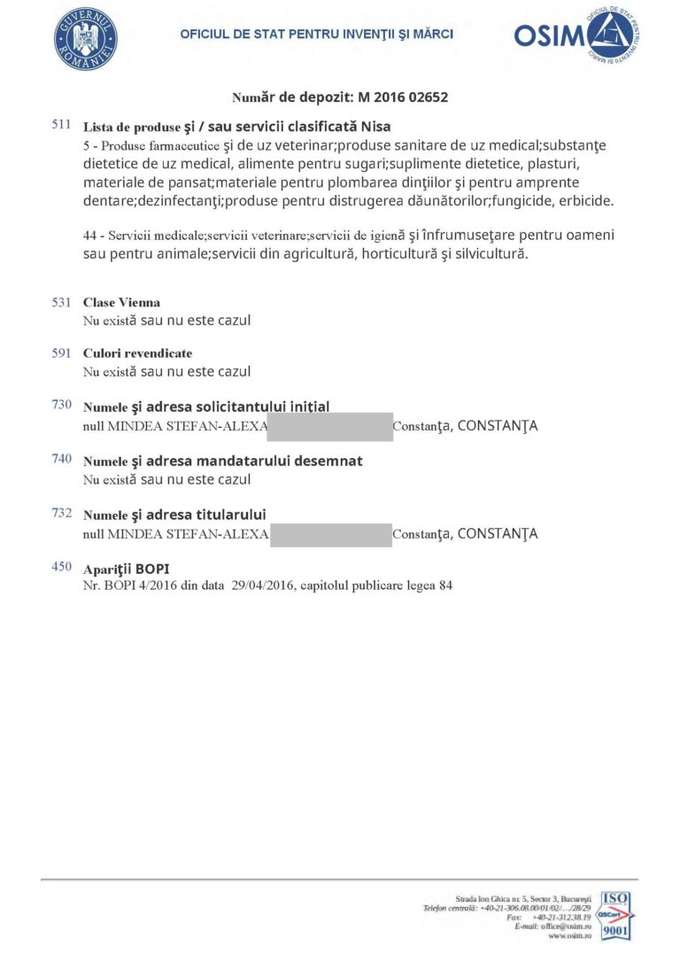 Ștefan Mindea păreri - Recenzie infiltrații lombare, operație hernie de disc cu implant 32 Oficiul de Stat pentru Invenții și Mărci Refuz Înregistrare Marcă Neurochirurgie Minim Invaziva Pagina 2